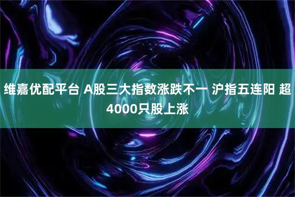 维嘉优配平台 A股三大指数涨跌不一 沪指五连阳 超4000只股上涨